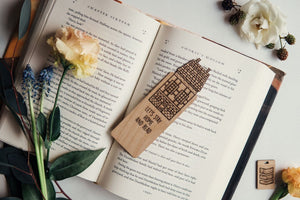 Let’s Stay Home and Read Wide Wooden Bookmark