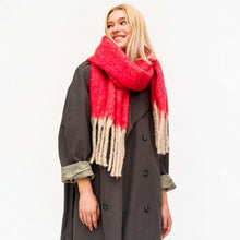 Load image into Gallery viewer, Pink Oversized Knit Scarf with Fringe
