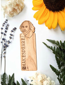 shakespeare hand engraved wooden bookmark